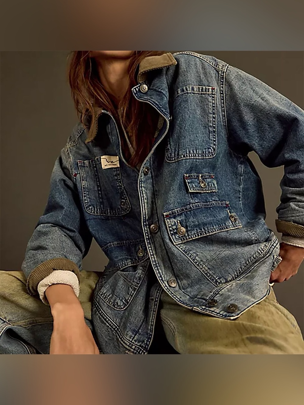 Free People We The Free Sweet Talk Denim Barn Coat - Picture 5 of 11